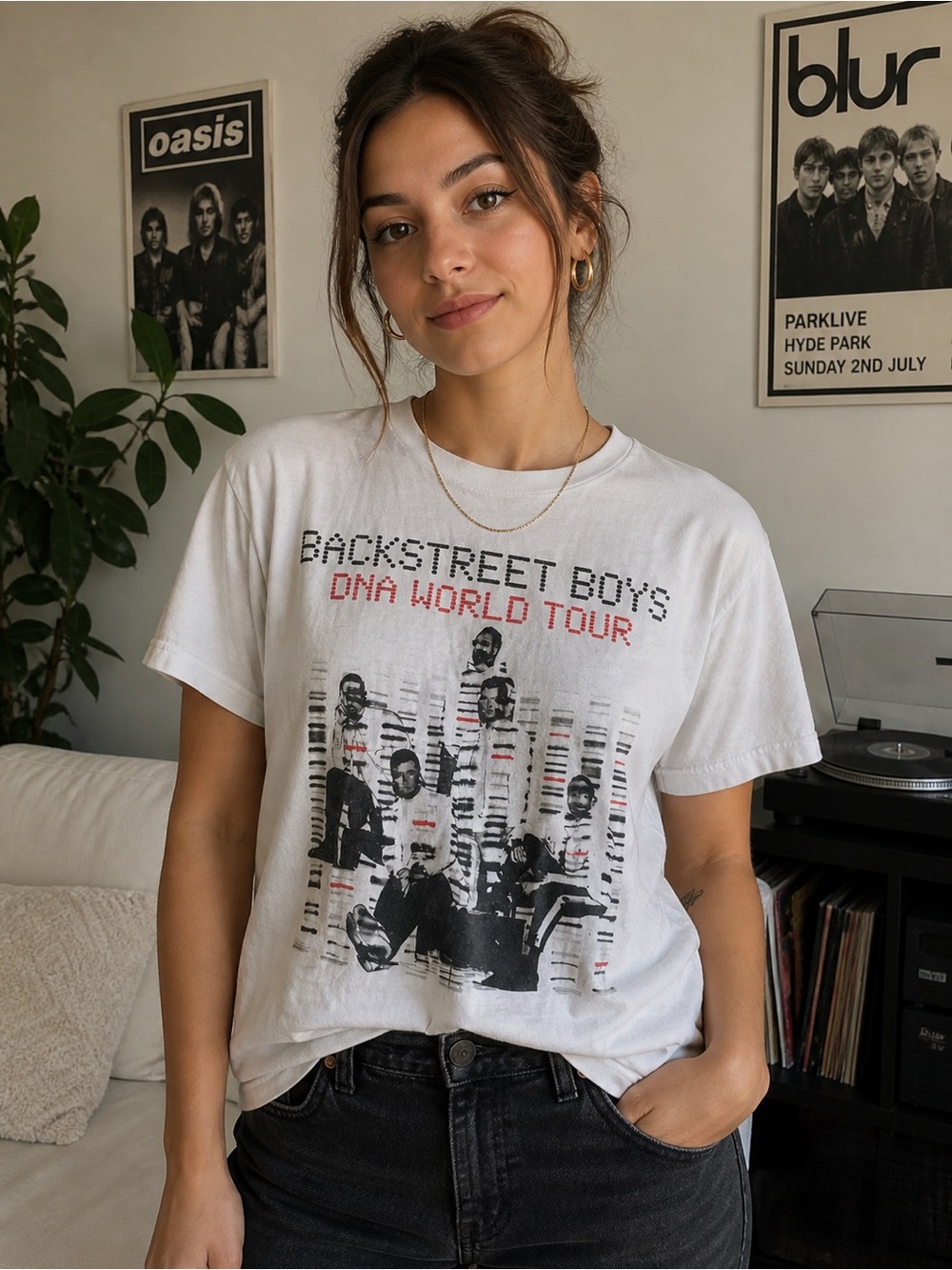 Backstreet Boys DNA World Tour Graphic Band Tee White Short Sleeve T Shirt